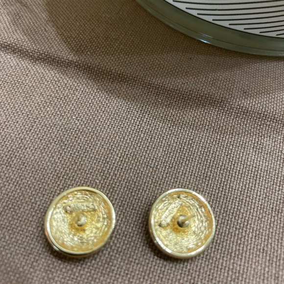 Vintage Christian Dior Rhinestone/Gold Tone Post Earrings - Picture 2 of 7